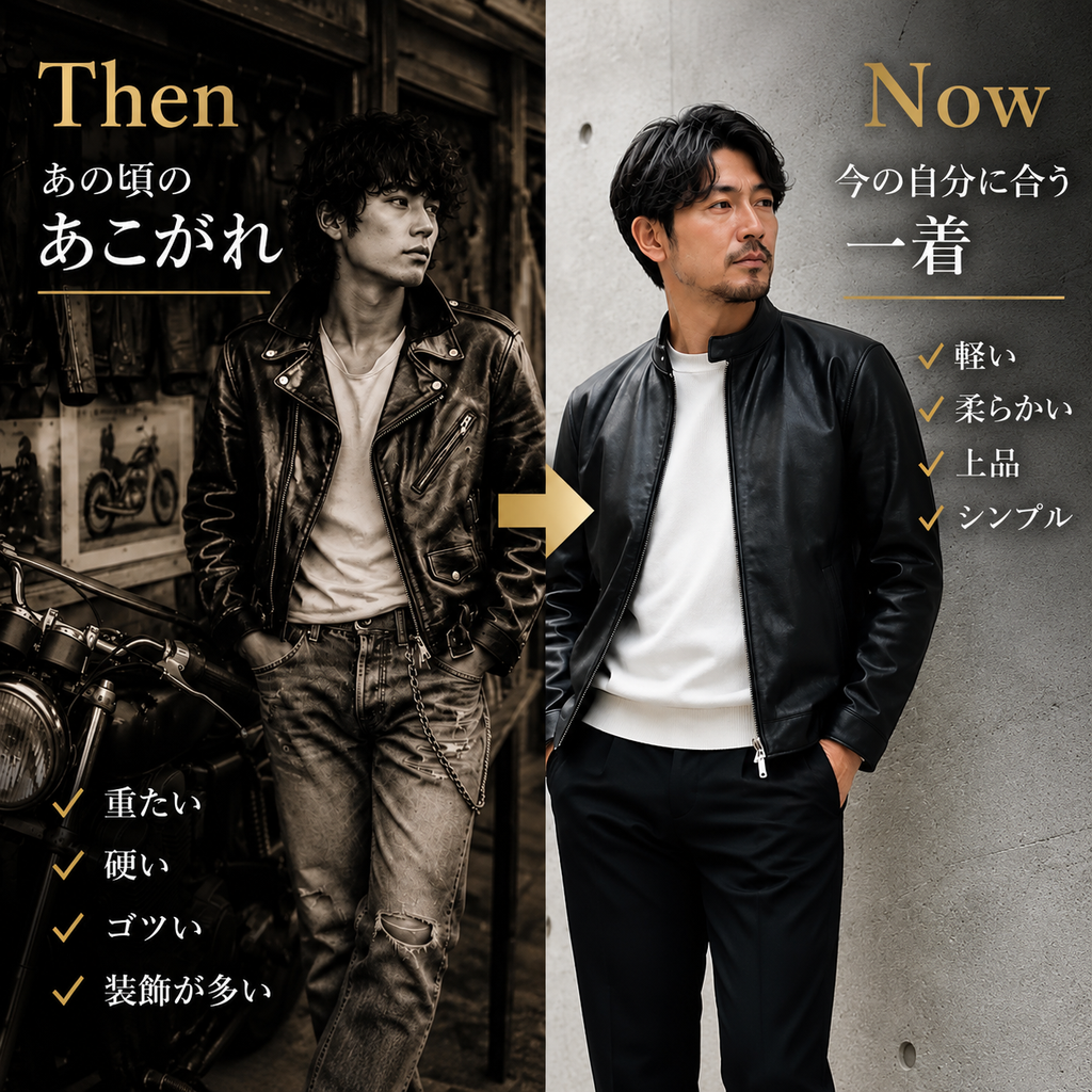 SHEEP RETRO 本革シープレザー シングルライダースジャケット