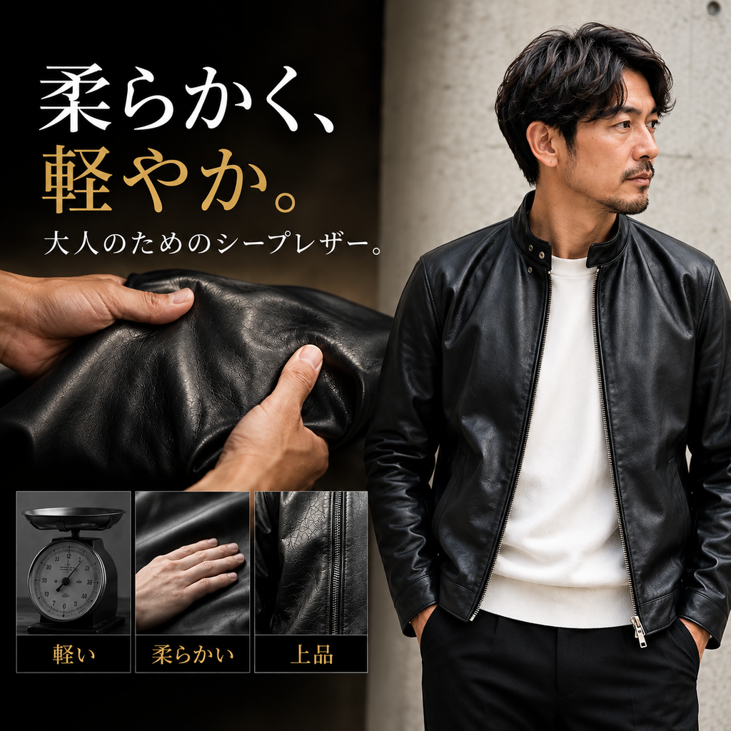 SHEEP RETRO 本革シープレザー シングルライダースジャケット