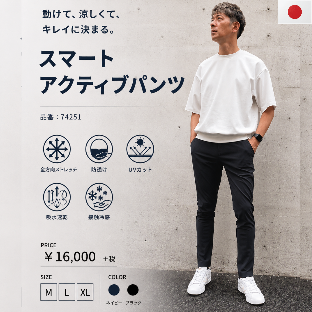 スマートアクティブパンツ　74251　日本製