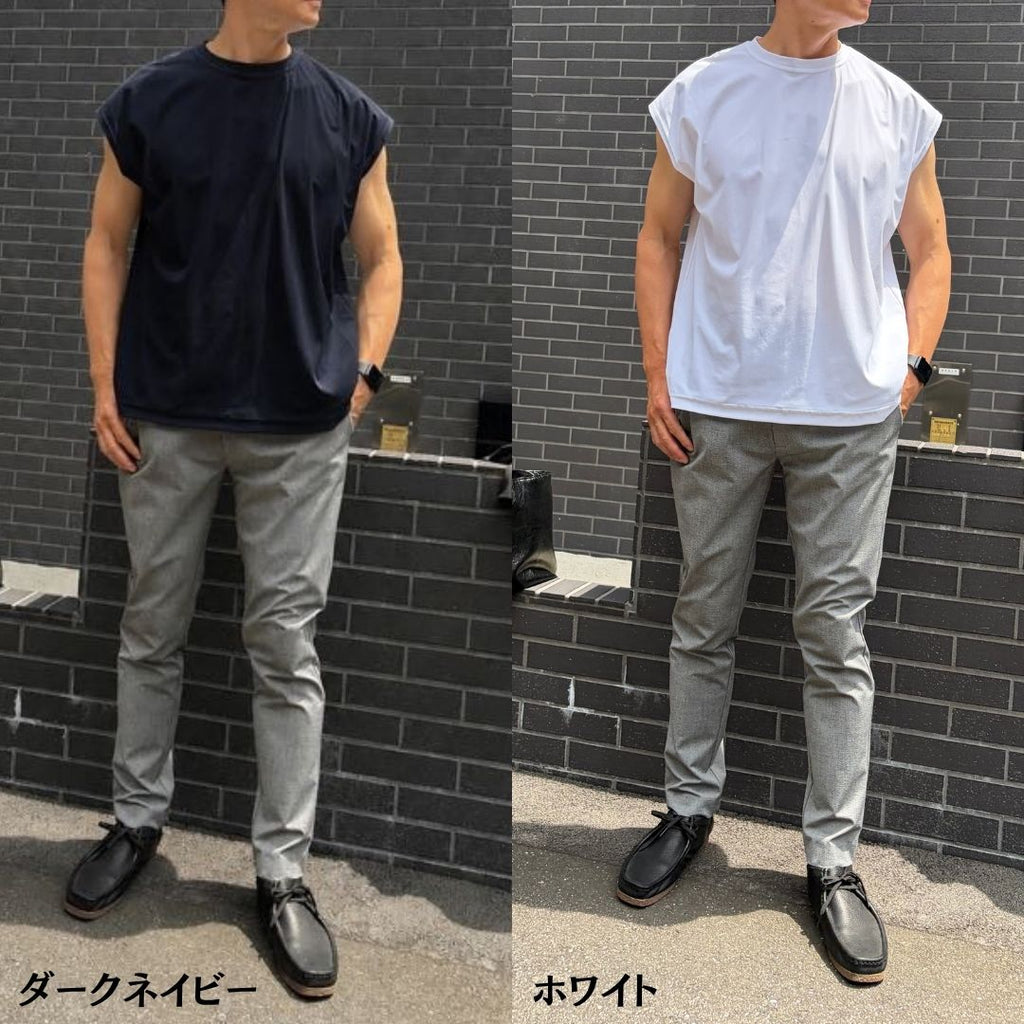 【二刀流ノースリーブ】　接触冷感　ストレッチ　№75451　日本製