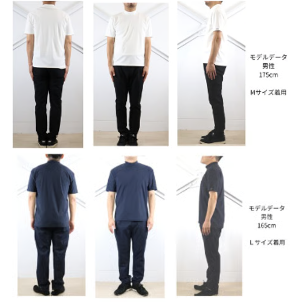 撥水・ストレッチ・頑丈　多機能なモックネックTシャツ　№97021　日本製