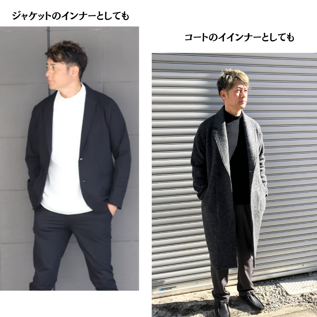 ビジネス・スポーツ様々なシーンで使える万能モックネック長袖Tシャツ　№74801