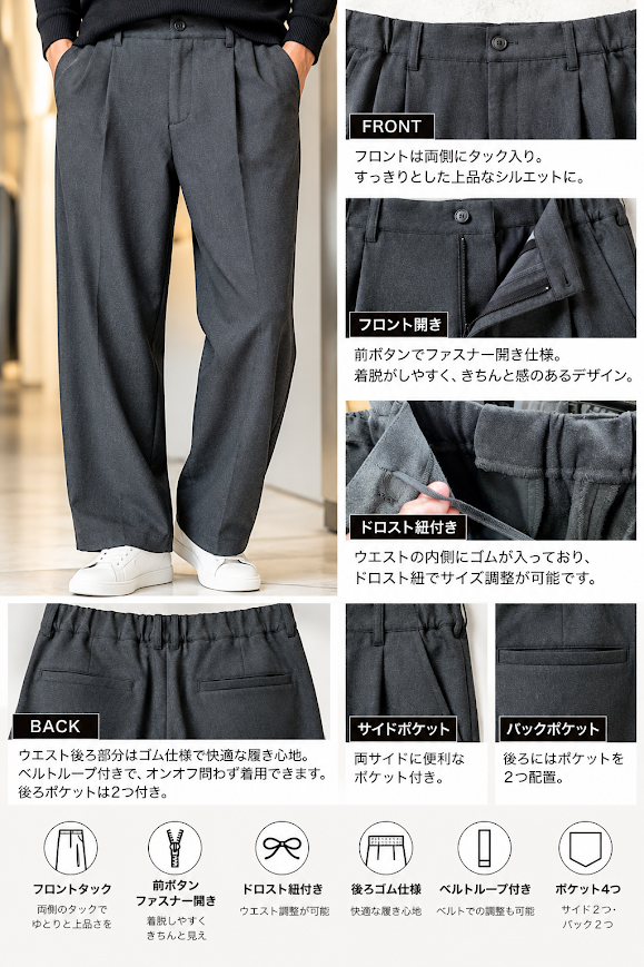 冬の無敵ワイドパンツ　№75551