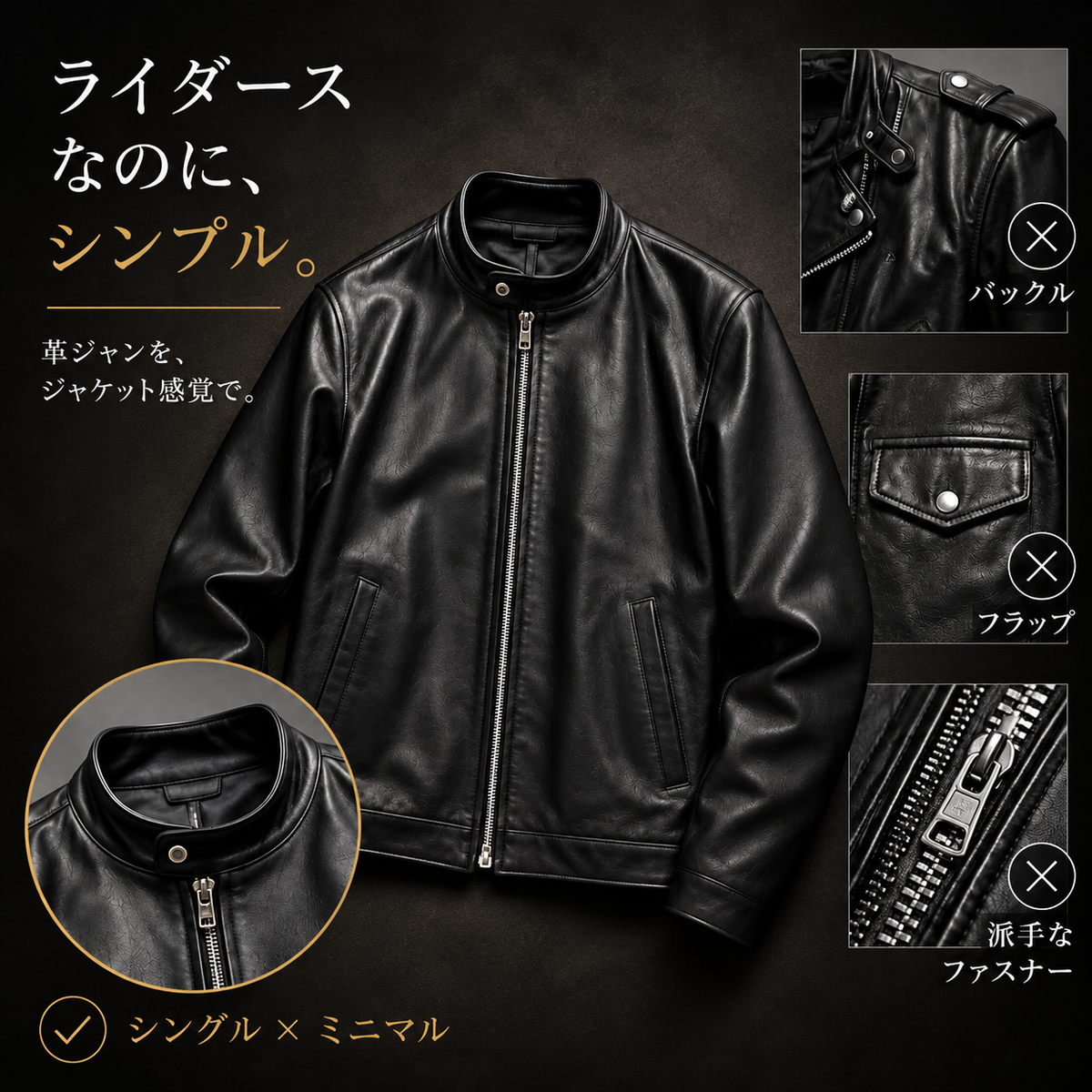SHEEP RETRO 本革シープレザー シングルライダースジャケット