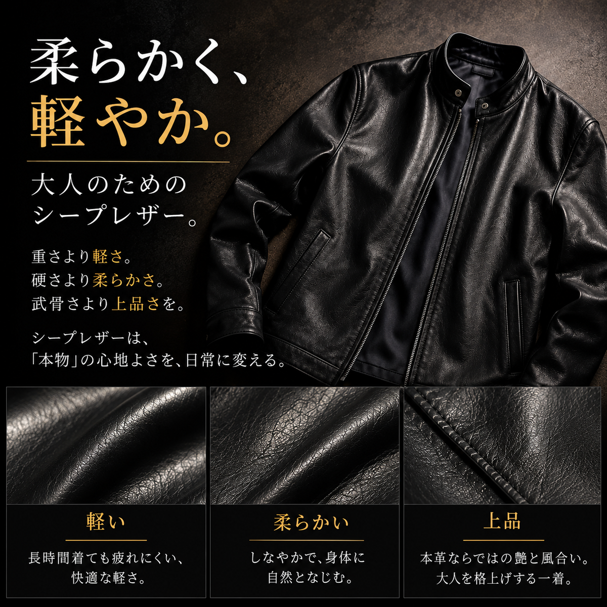 SHEEP RETRO 本革シープレザー シングルライダースジャケット