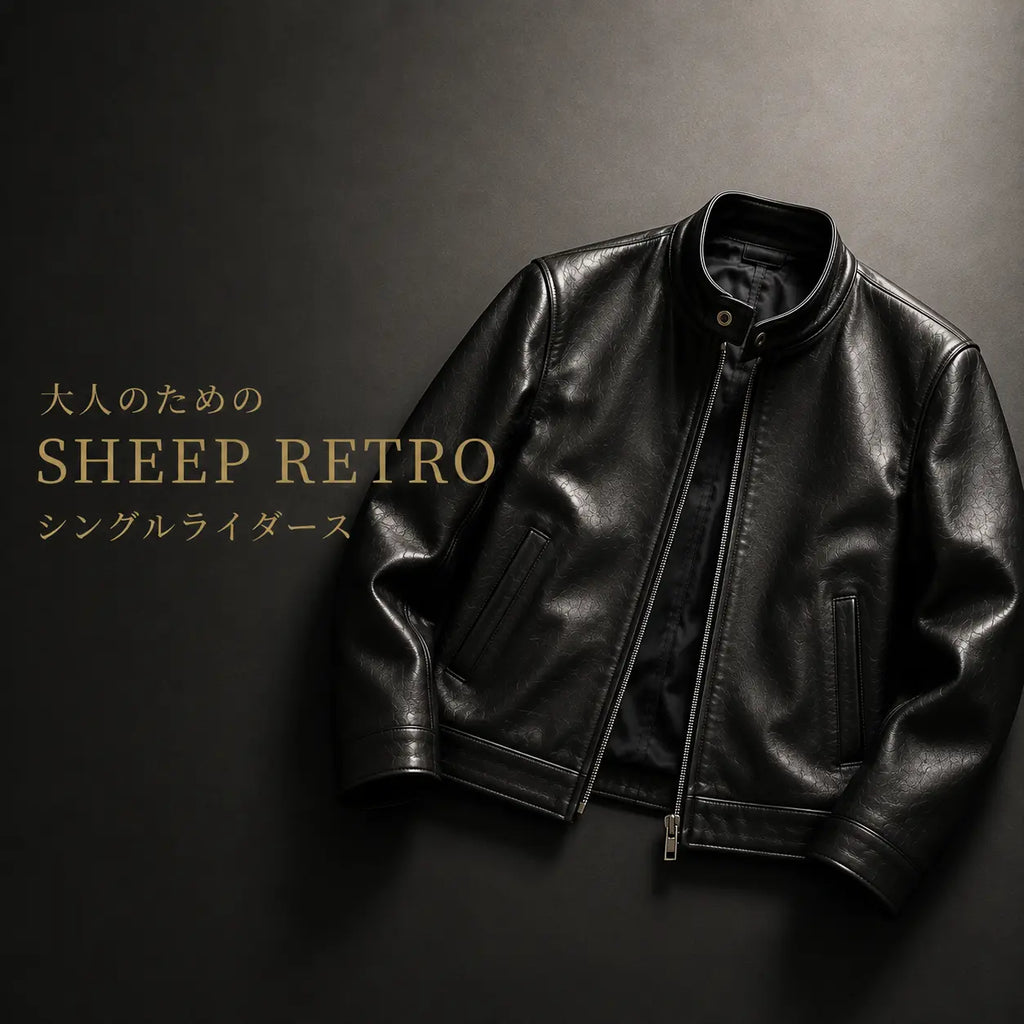 SHEEP RETRO 本革シープレザー シングルライダースジャケット
